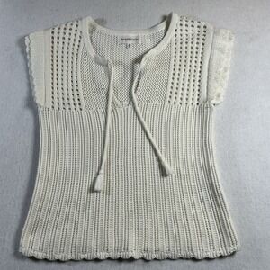 Heartloom Griffin Vest Crochet Top Women's Size Medium Ivory NWOT